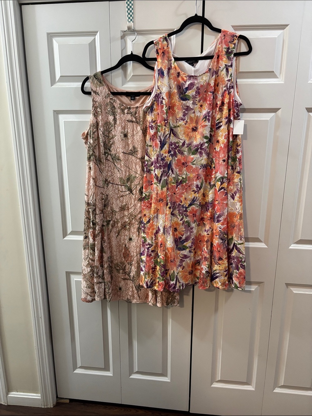 2 Perceptions Floral Scoop Neck Tank Dresses- Pink, Orange, Purple